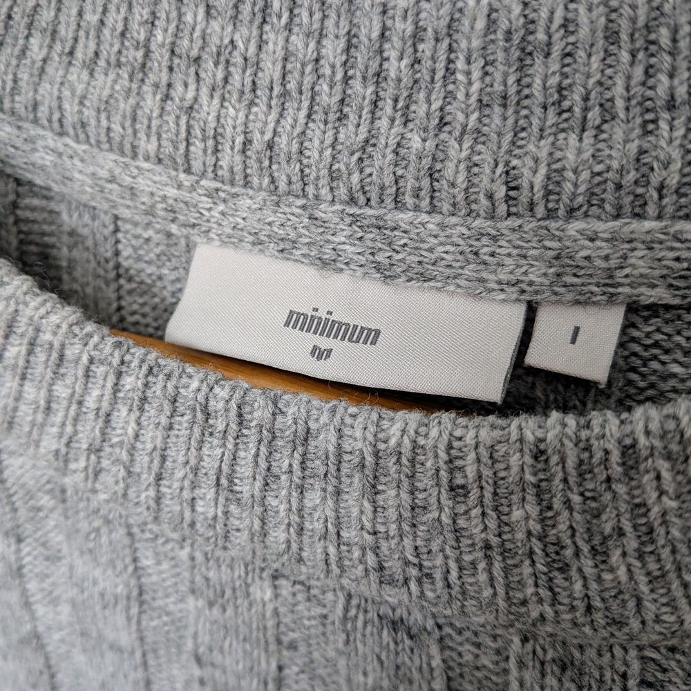 Minimum Gray Ribbed Knit Sweater Wool Blend Small | Scandinavian Minimalist #204 - Picture 3 of 5